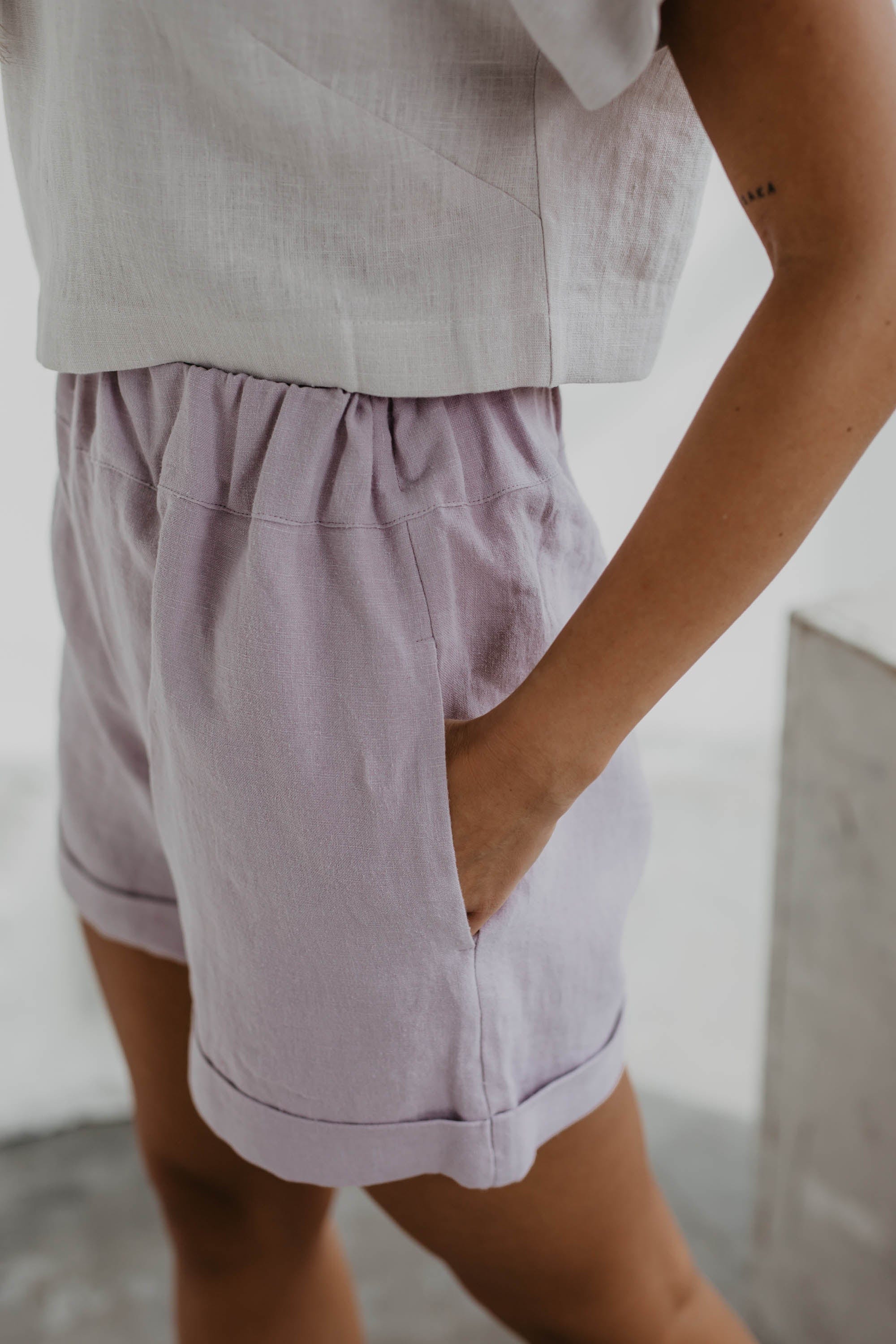AmourLinen Linen bottom Linen shorts MIA in Dusty Rose Linen shorts MIA in Dusty Rose