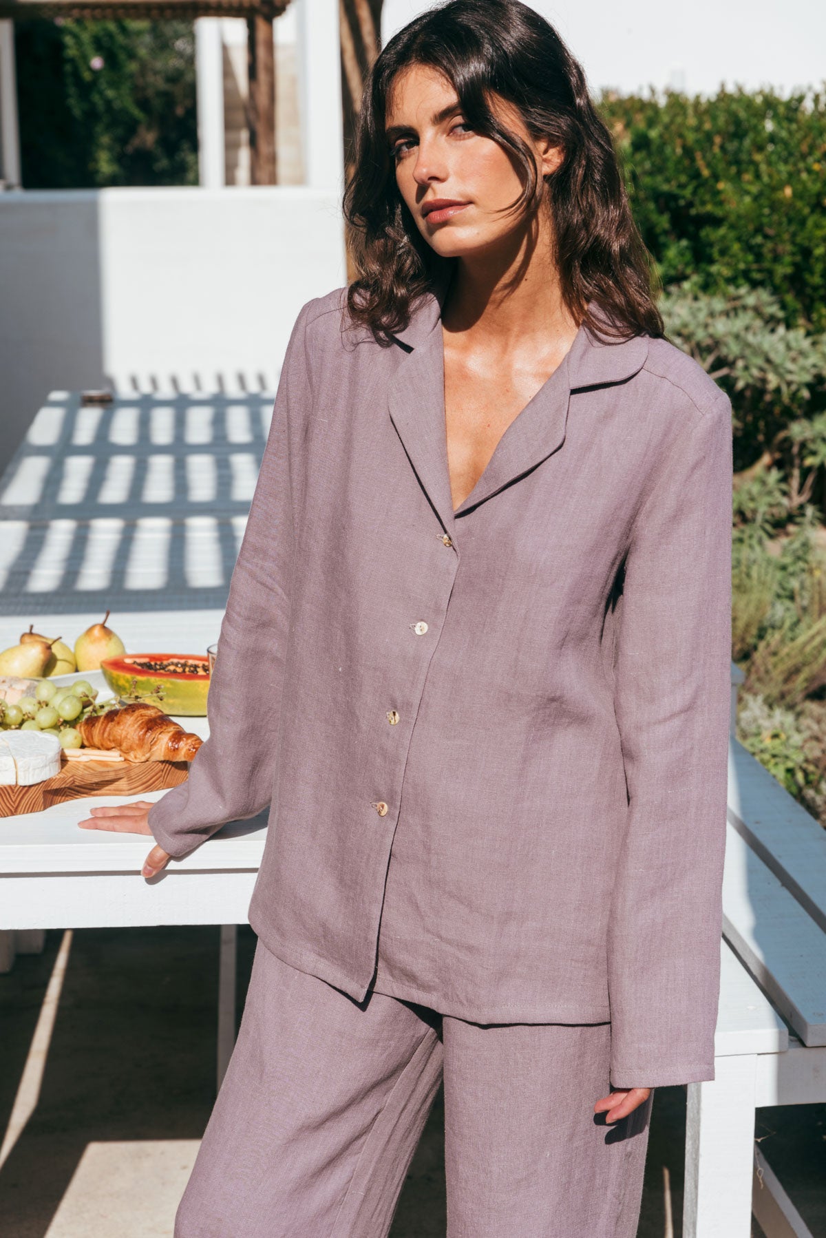 Nightly long sleeve pajama set in Dusty Lavender