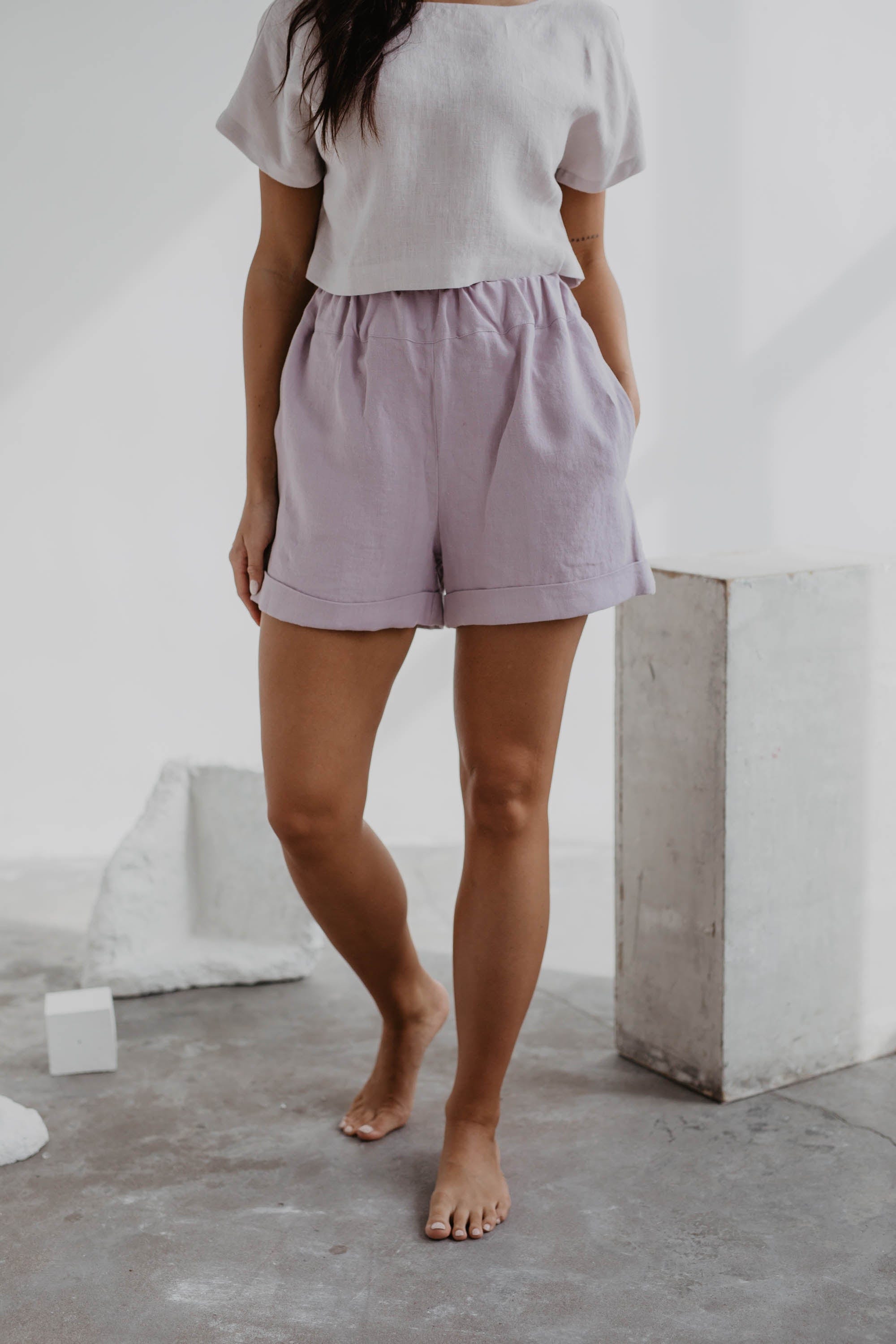 AmourLinen Linen bottom Linen shorts MIA in Dusty Rose Linen shorts MIA in Dusty Rose