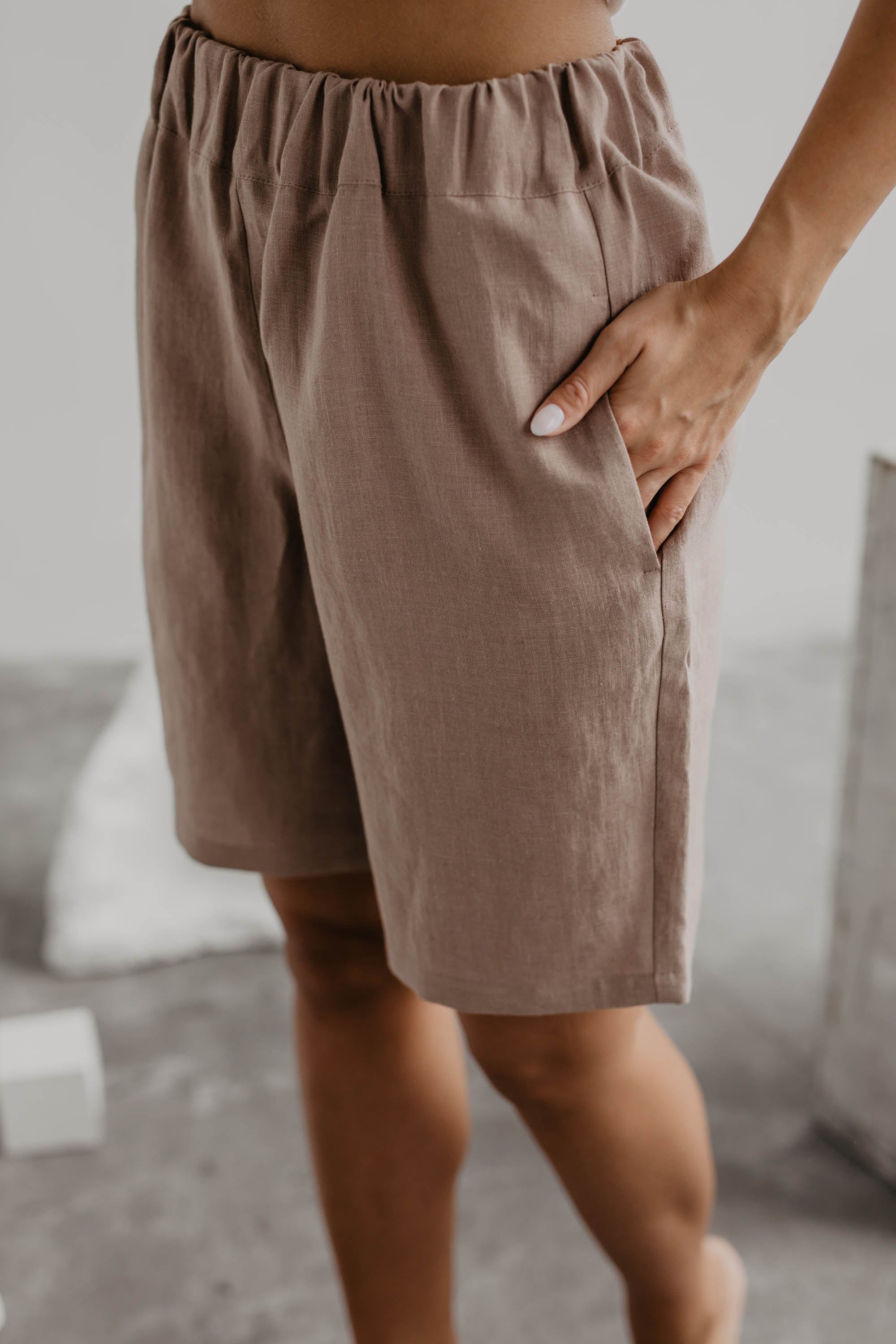 AmourLinen Linen bottom Long linen shorts MATILDA Long linen shorts MATILDA | AmourLinen | Linen Clothing